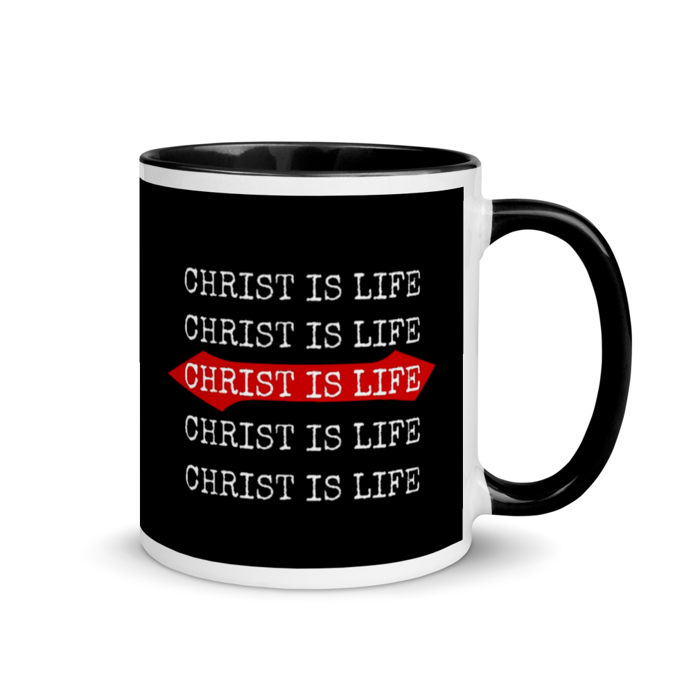 Christ is Life Mugs with Color Inside